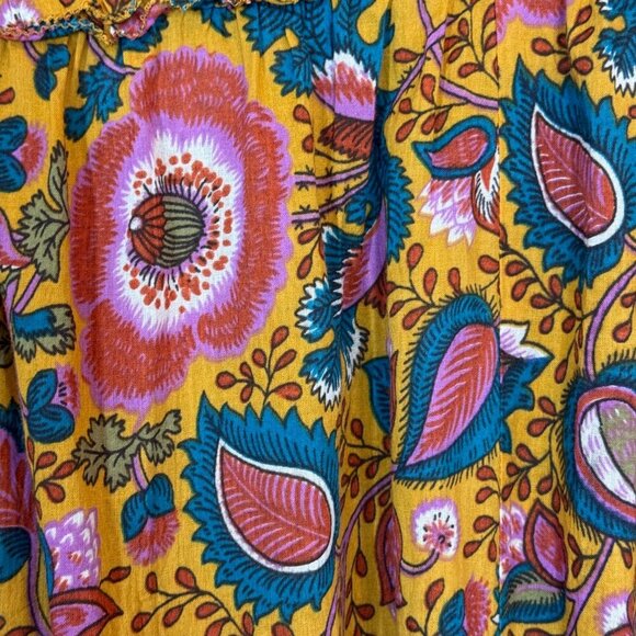 House of Harlow Floral Maxi Dress Mustard Back Open Tie Back Boho - Picture 6 of 9